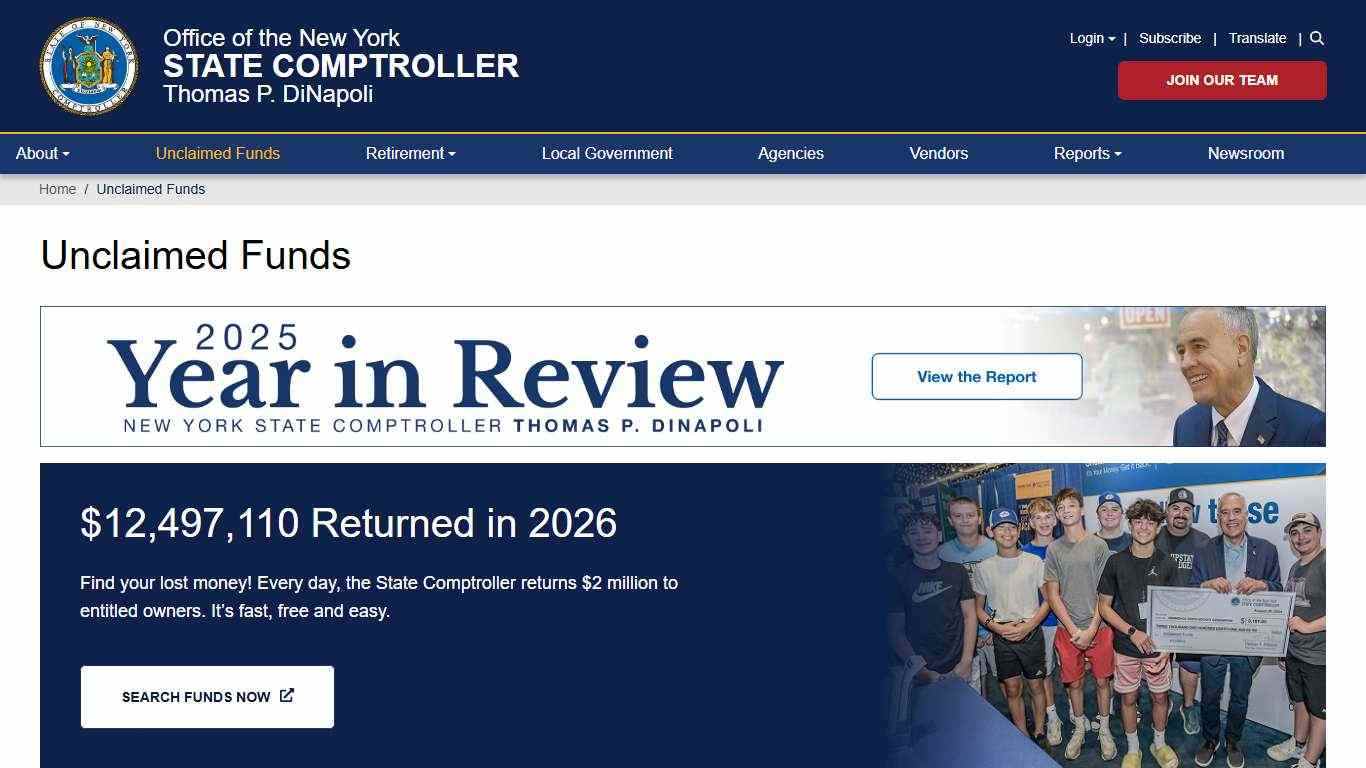 Unclaimed Funds | Office of the New York State Comptroller